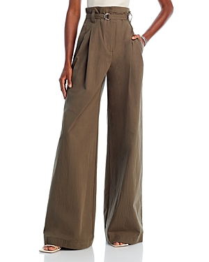 Proenza Schouler White Label Technical Suiting Wide Leg Pants In Wood