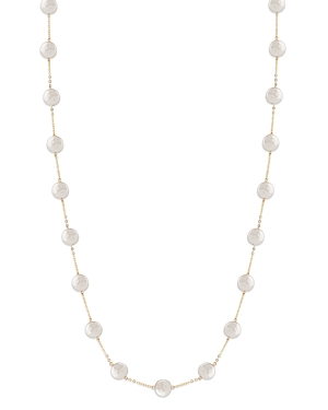 Bloomingdale's Cultured Freshwater Coin Pearl Station Necklace In 14k Yellow Gold, 18 In White/gold