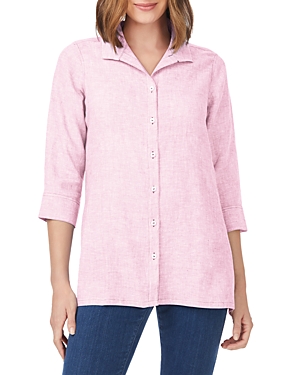 Foxcroft Stirling Linen Button-up Tunic In Pure Pink