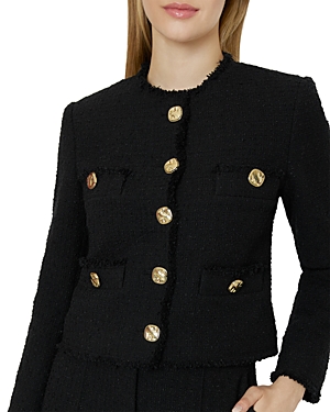 Shop Milly Reign Boucle Jacket In Black