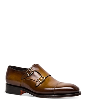 SANTONI MEN'S CARTER CAP TOE DOUBLE MONK STRAP DRESS SHOES