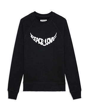 Zadig & Voltaire Slogan-print Organic-cotton Sweatshirt In Noir