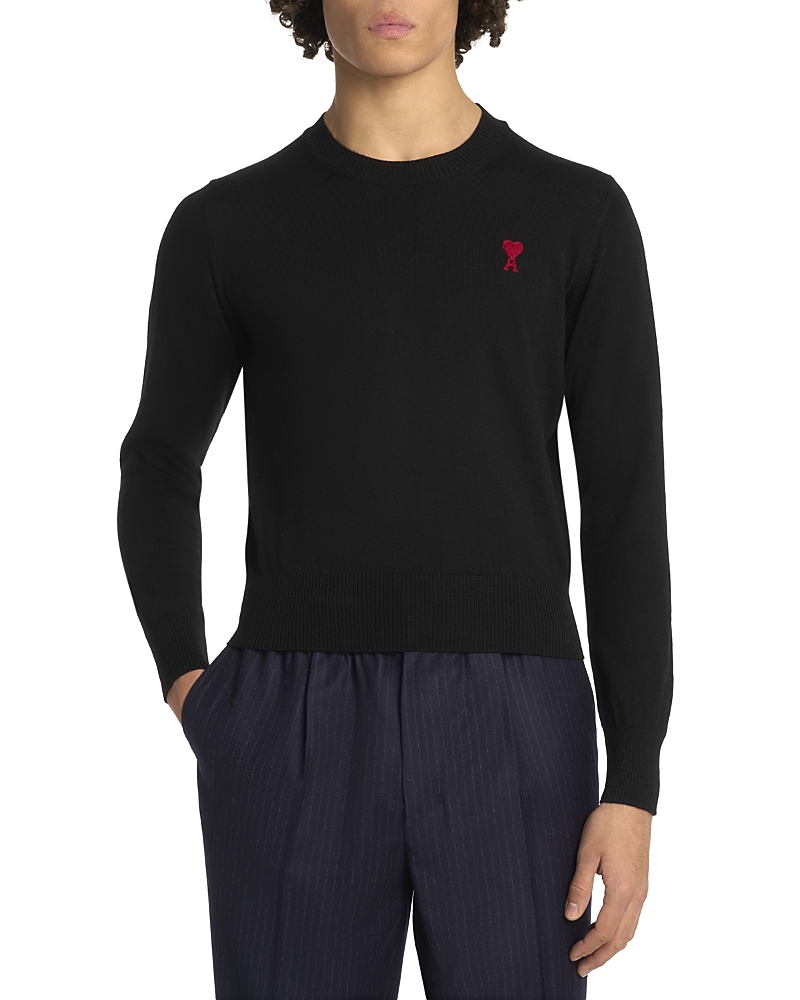 Ami Alexandre Mattiussi Ami Paris Logo-embroidered Stretch-cotton Sweatshirt In Black