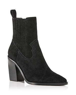 Shop Aqua Women's Marli Pointed Toe High Heel Booties - 100% Exclusive In Black Suede