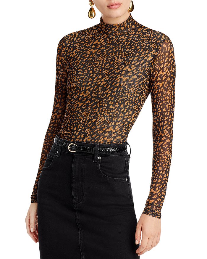 Monogram Black with Leopard Trim Short Sleeve Pajama Top Xs