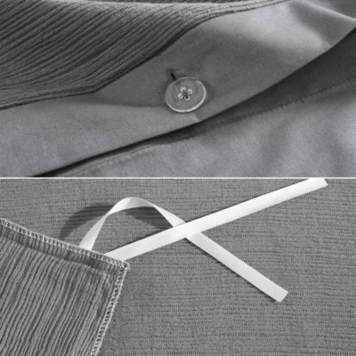 Solid Textured Pleats Charcoal Cotton Bedding Collection