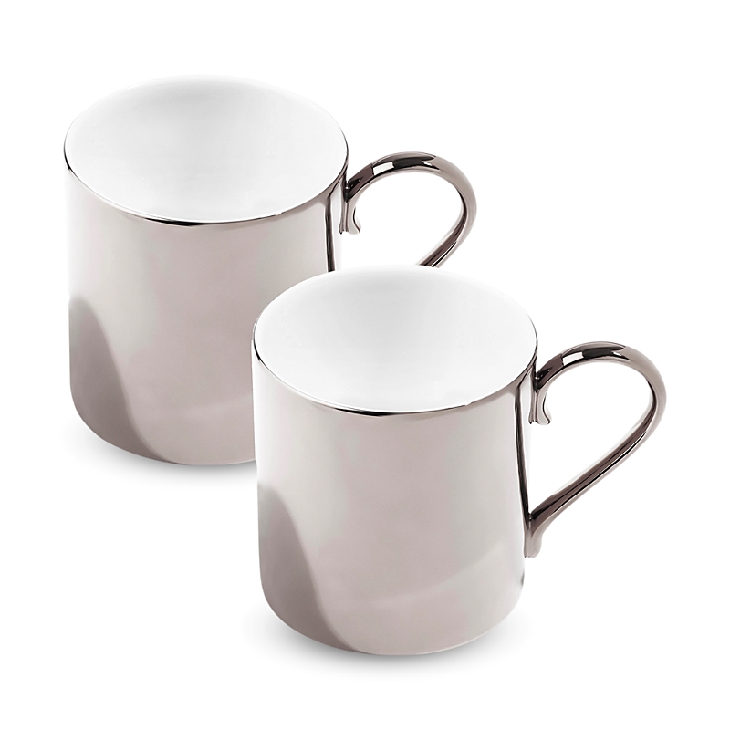 Richard Brendon Reflect Medium Mug, Set Of 2 In Platinum/white