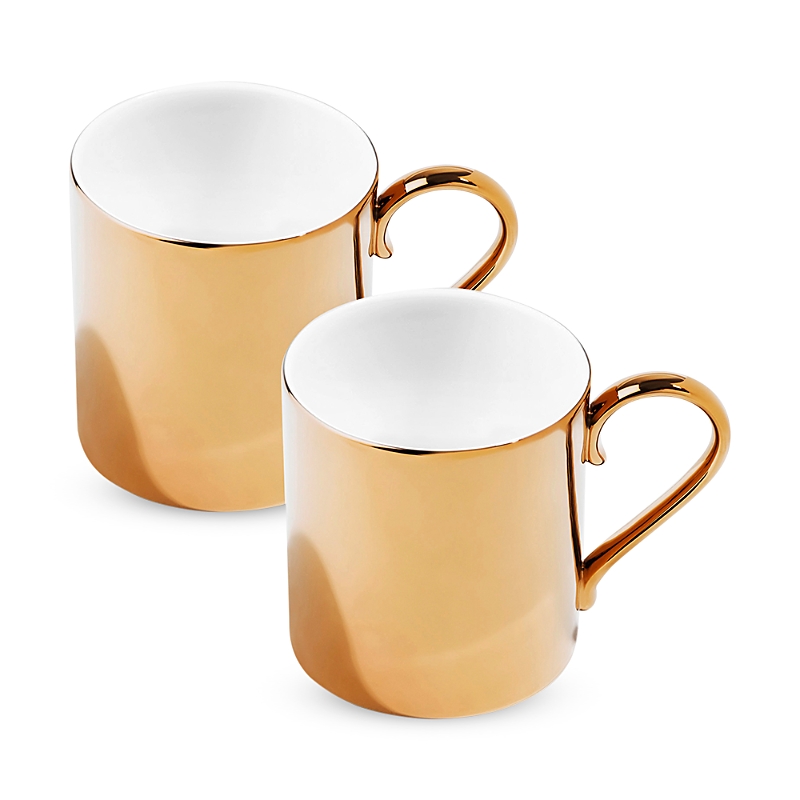 Richard Brendon Reflect Medium Mug, Set Of 2 In Gold/white