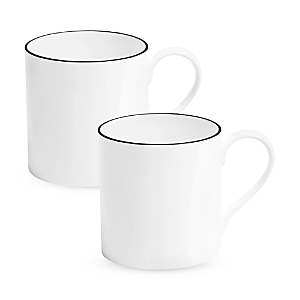 Richard Brendon Line Matte Black Large Mug, Set Of 2 In Black/white