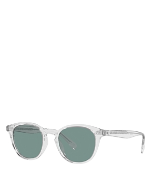 Shop Oliver Peoples Desmon Round Sunglasses, 50mm In Gray/green Polarized Solid