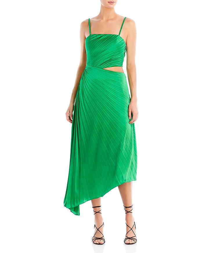 Alice and Olivia Fayeth Cut Out Pleated Midi Dress | Bloomingdale's