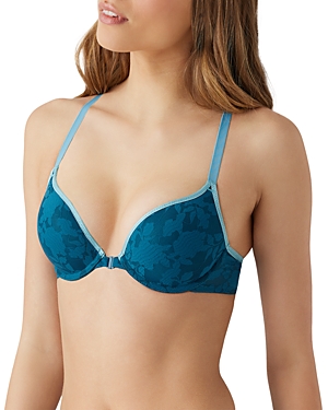 B.tempt'd By Wacoal Shadow Scene Front Close Push-up Bra In Blue Coral