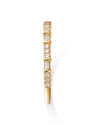 Diamond Baguette & Round Narrow Band in 14K Gold, 0.12 tcw