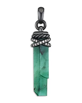 David Yurman - Amulets Blackened Sterling Silver Wrapped Emerald Amulet with Pavé Diamonds