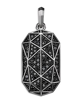 David Yurman - Torqued Faceted Amulet in Sterling Silver with Pavé Black Diamonds