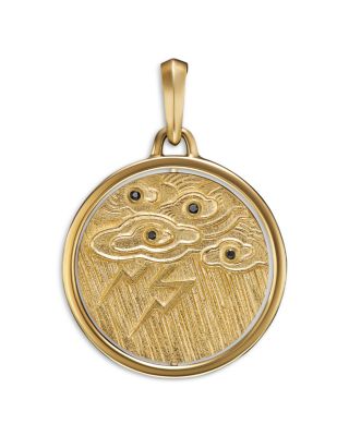 Men's Storm Duality Amulet in 18K Yellow Gold with Diamonds, 30mm
