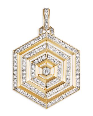 David Yurman 18K Yellow Gold Carlyle Diamond Hexagon Enhancer Pendant ...