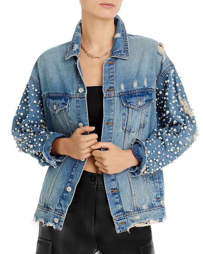 Leather Accent Denim Jacket - Ready to Wear