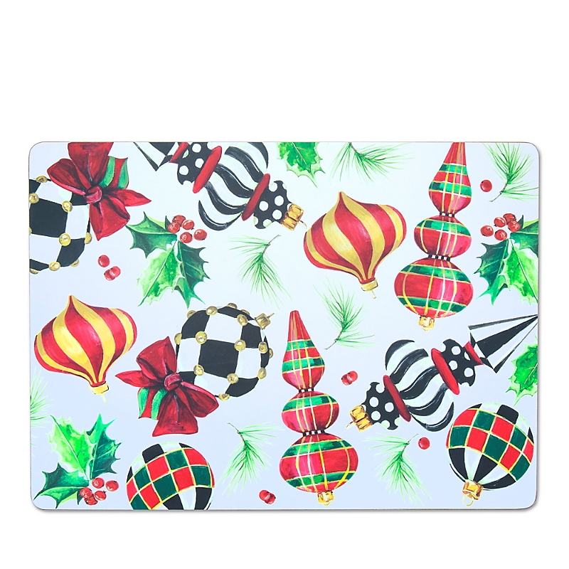 MACKENZIE-CHILDS MACKENZIE-CHILDS DECK THE HALLS CORK BACK PLACEMATS, SET OF 4