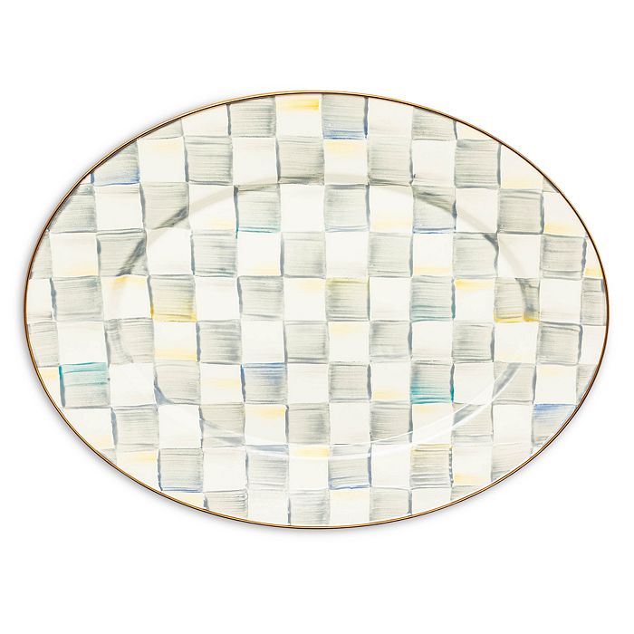 Mackenzie-Childs Medium Sterling Check Enamel Oval Platter