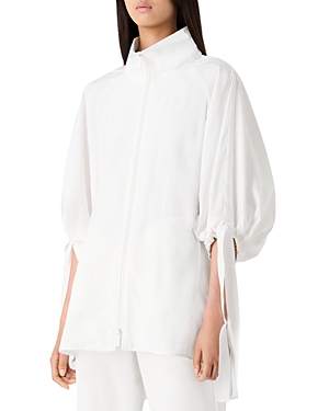 Armani Collezioni Emporio Armani Drawstring Sleeve Coat In Off White