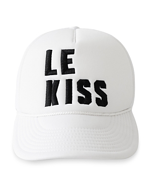 Kerri Rosenthal Le Kiss Trucker Hat In White/black