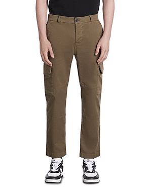 The Kooples Cotton Blend Wide Fit Cargo Trousers In Khaki