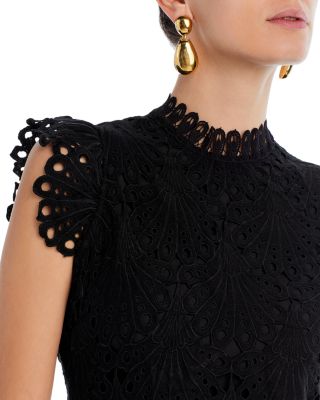 Mock Neck Lace Shift Dress - Exclusive