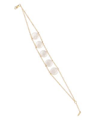 Cultured Freshwater Pearl Two Row Bracelet in 14K Yellow Gold