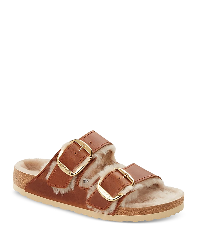 BIRKENSTOCK WOMEN'S BIG BUCKLE ARIZONA SHEARLING SLIDE SANDALS