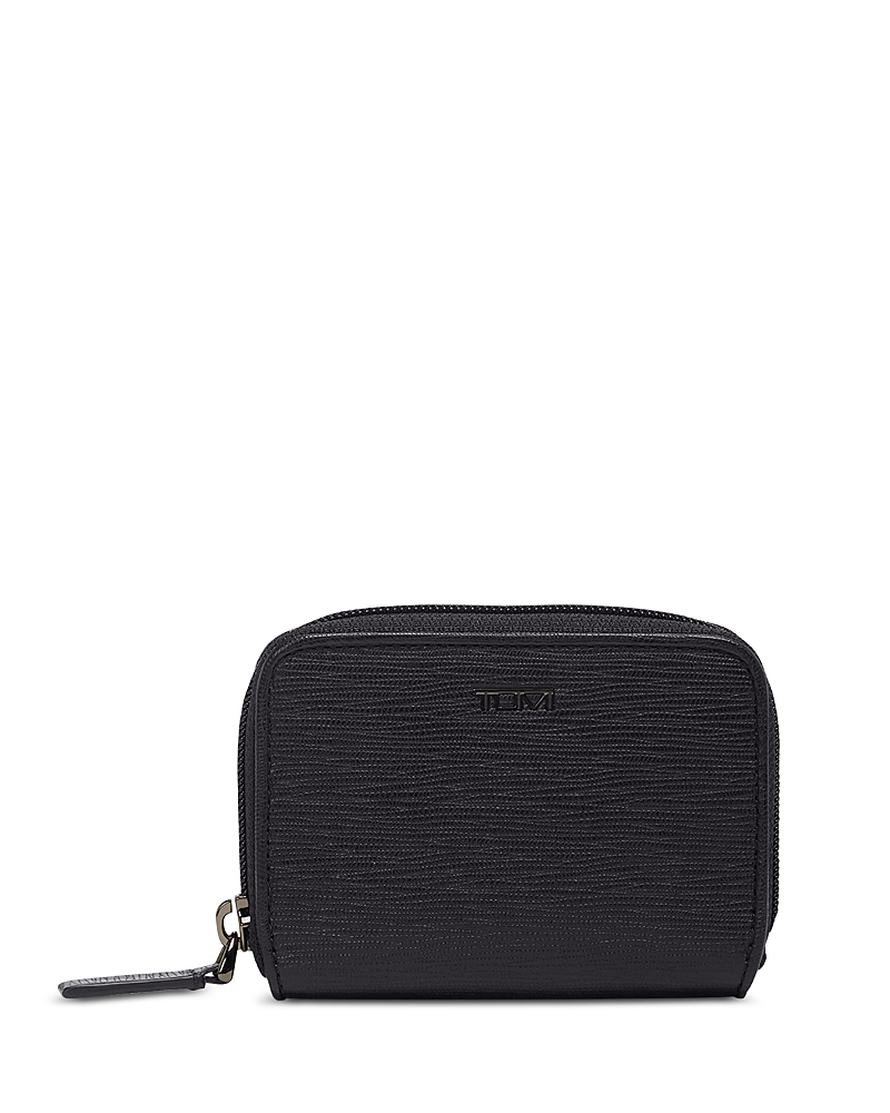 Tumi Nassau Slg Leather Embossed Zip Card Case In Black