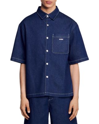Sandro Short Sleeve Denim Shirt | Bloomingdale's