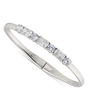Nadri A La Carte Mixed Stone Bangle Bracelet In Rhodium Plated Or 18k Gold Plated In Silver