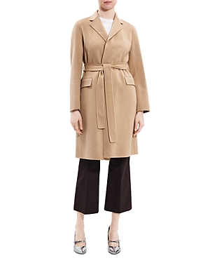 Shop Theory Wool Cashmere Doubled Breasted Fitted Coat In Palomino