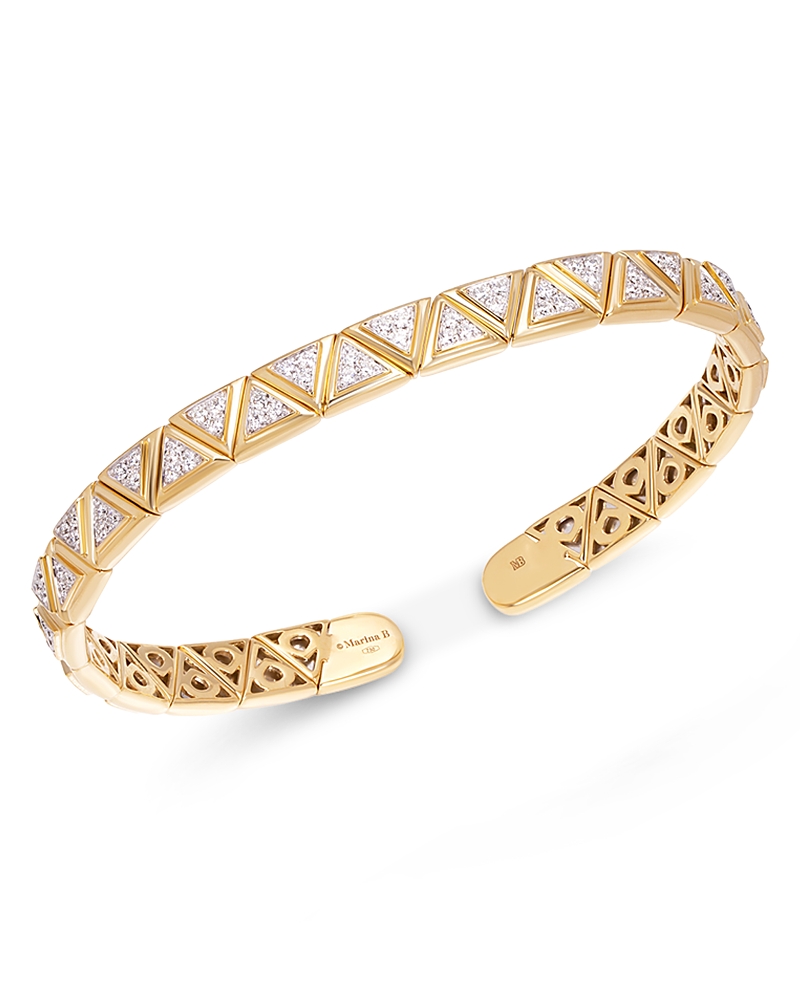 Marina B 18k Yellow Gold Triangoli Diamond Small Bangle Bracelet In Gold