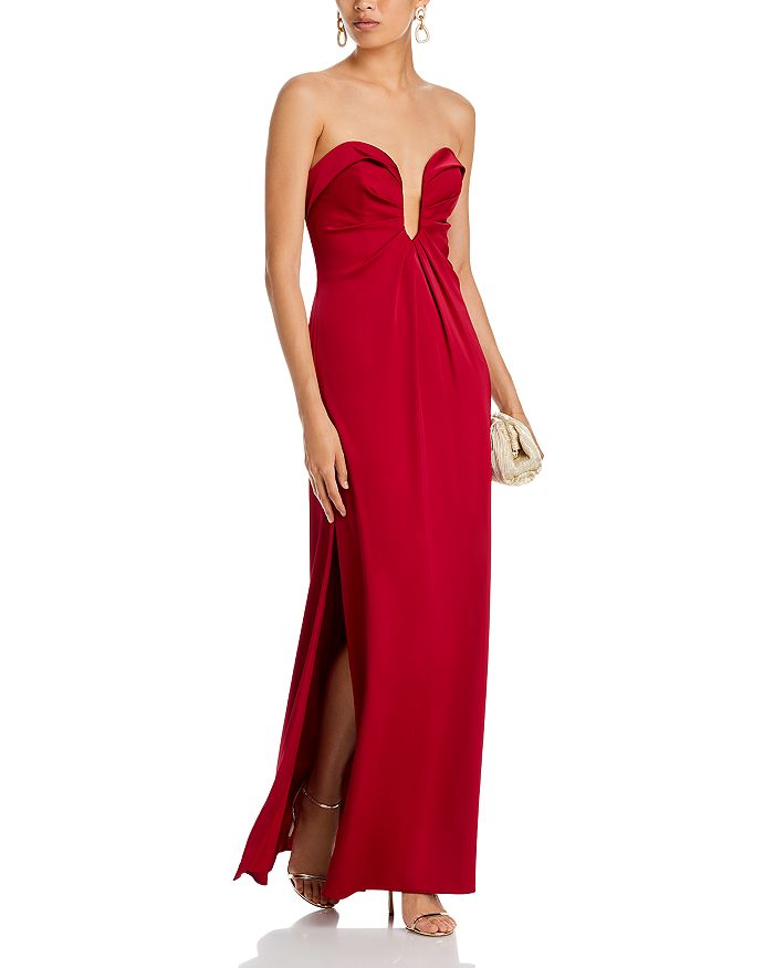 Shop Liv Foster Strapless Gown In Matador Red