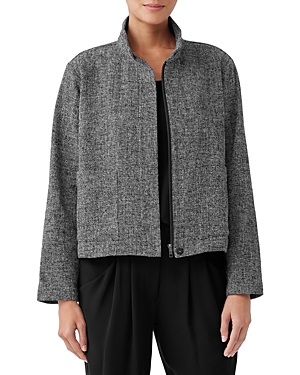Eileen Fisher Petites Cotton Stretch Stand Collar Zip Jacket