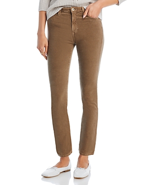 AG MARI HIGH RISE SLIM STRAIGHT CORDUROY JEANS IN 1 YEAR SULFUR ARMORY GREEN