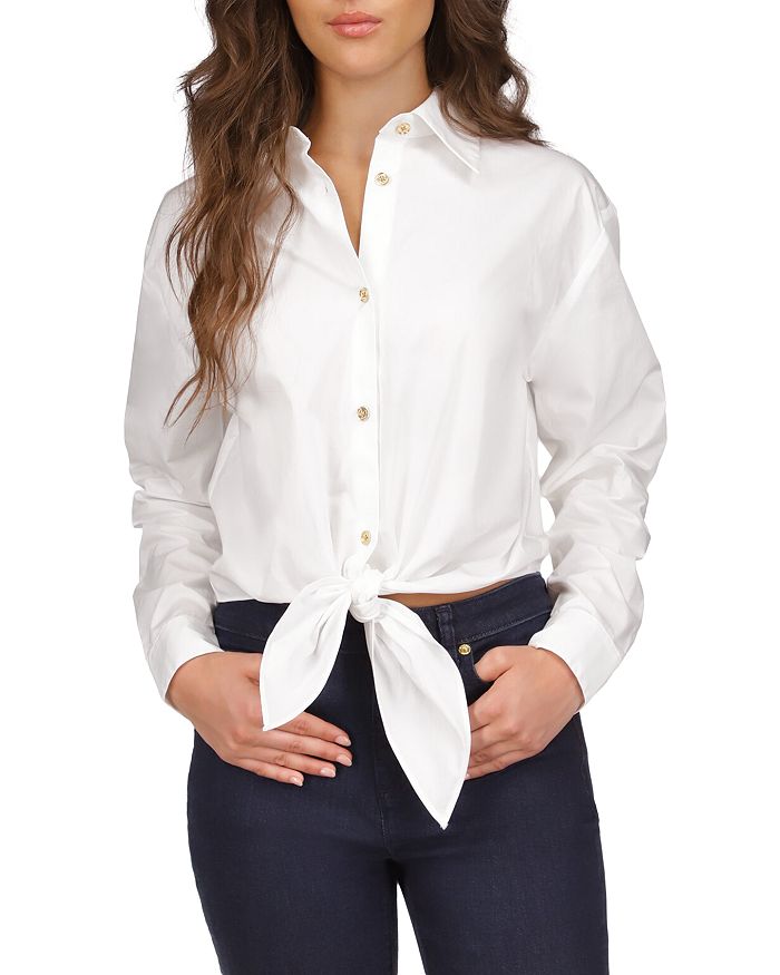 Michael Kors Cotton Tie Front Shirt | Bloomingdale's