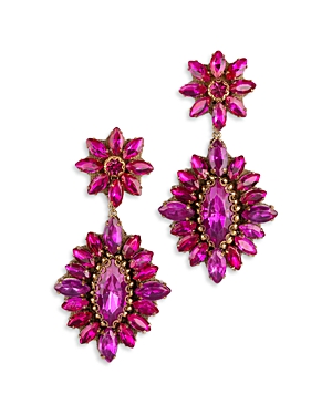 Deepa By Deepa Gurnani Alianah Crystal Flower Drop Earrings In Fuchsia