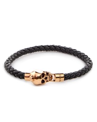 McQueen - Skull Braided Leather Bracelet