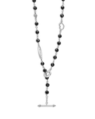 Sterling Silver Caviar Icon Ceramic Bead Link Statement Necklace, 16-18"