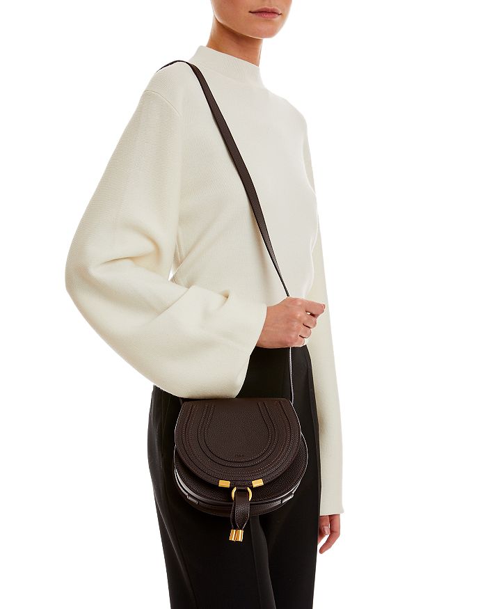 Shop Chloé Marcie Small Leather Saddle Bag In Deep Violine/gold