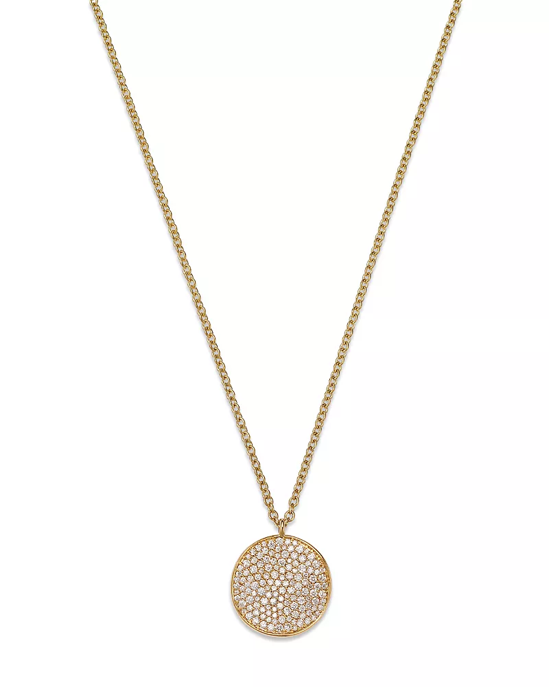 Ippolita 18K Yellow Gold Stardust Diamond Pave Medium Disc Pendant Necklace, 16