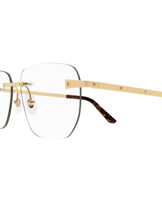 Santos De Cartier 24K Gold Rimless Square Eyeglasses, 58mm