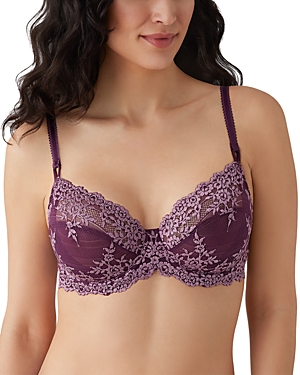 Wacoal Embrace Floral-embroidered Underwired Stretch-lace Bra In Ital Pl/va