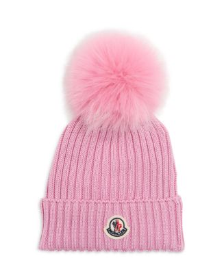 Moncler Enfant Girls Wool Pom-Pom Hat in Grey main image 1