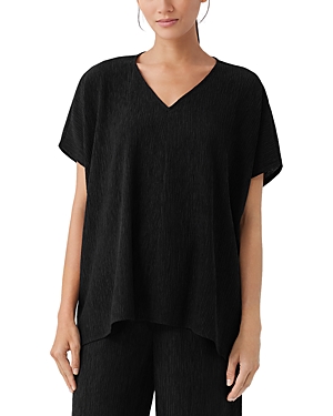 Eileen Fisher Mock-neck Long Stretch Jersey Shell In Black