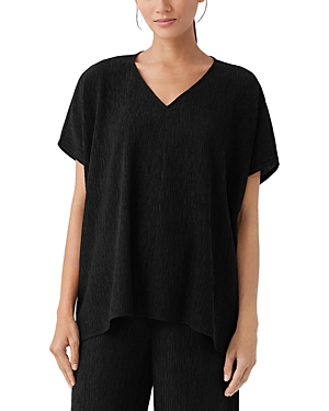 eileen fisher crinkled v neck top