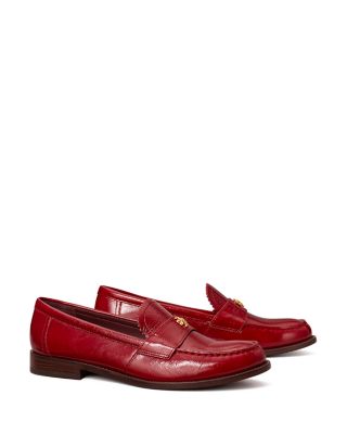 Tory Burch Classic Leather Medallion Loafers In Ruby Falls